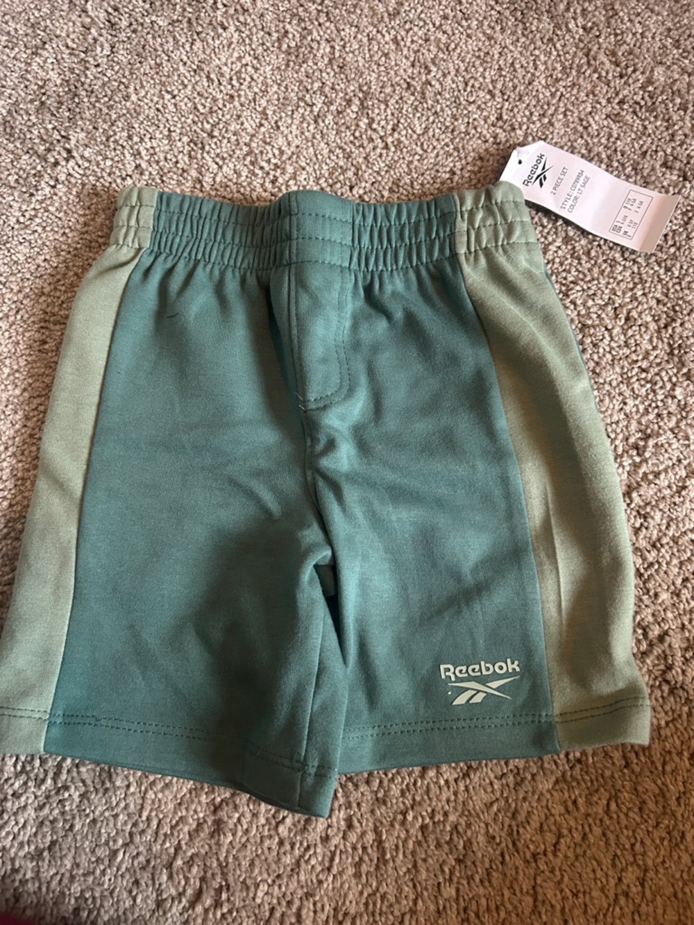 Reebok Green Two-Tone Boys Athletic Shorts